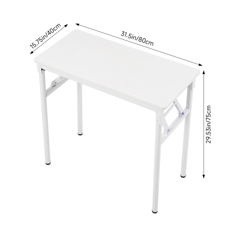 Living and Home Folding Office Desk Foldable Writing Table-White, 80x40cm
