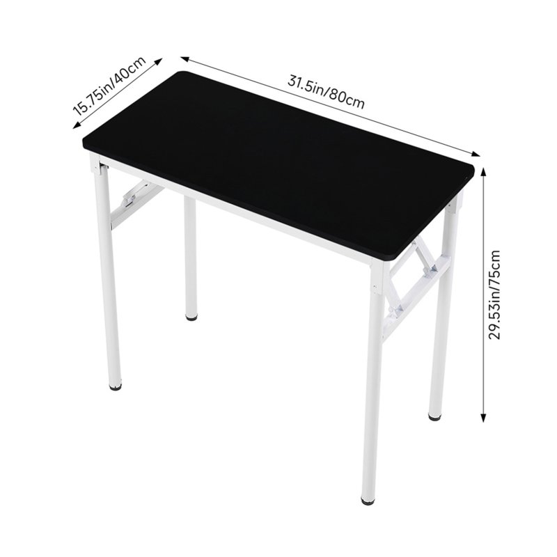 Living and Home Folding Office Desk Foldable Writing Table-Black, 80x40cm
