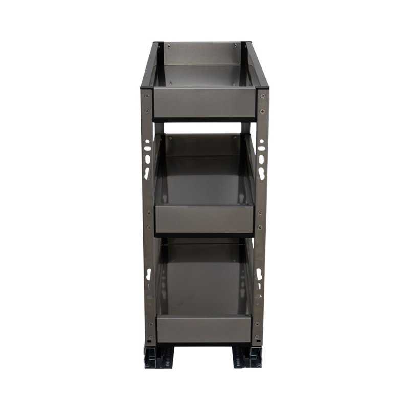 3-Tier Stainless Steel Pull-Out Cabinet Organizer, 25 cm W x 43 cm D x 45 cm H - Quiet Glide, Corrosion-Resistant Pantry Shelf