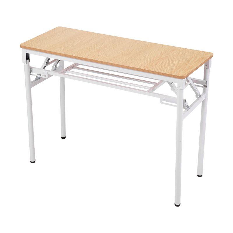 Living and Home 2-Tier Folding Office Desk Foldable Writing Table-Wood Color, 100x40cm