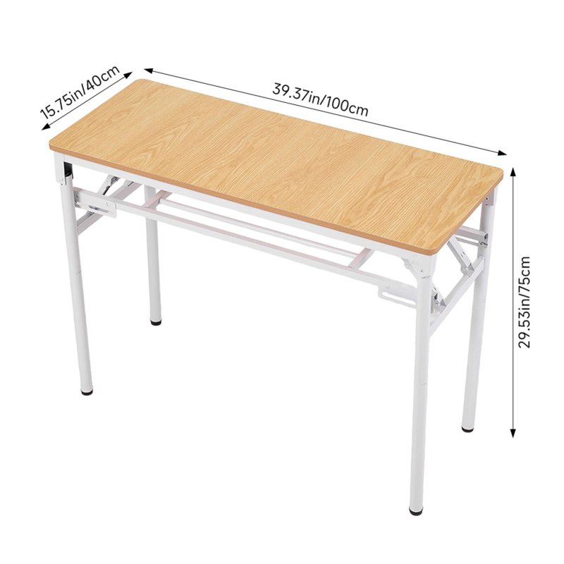Living and Home 2-Tier Folding Office Desk Foldable Writing Table-Wood Color, 100x40cm
