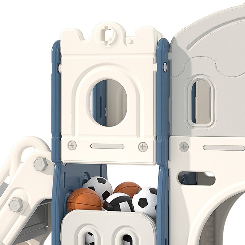 Kids Playset with Slide Basket Hoop Indoor Toddler Playground
