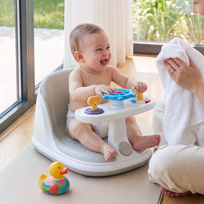 Living and Home Non-Slip Sitting-Up Baby Bath Seat with Suction Cups for 6-18 Months