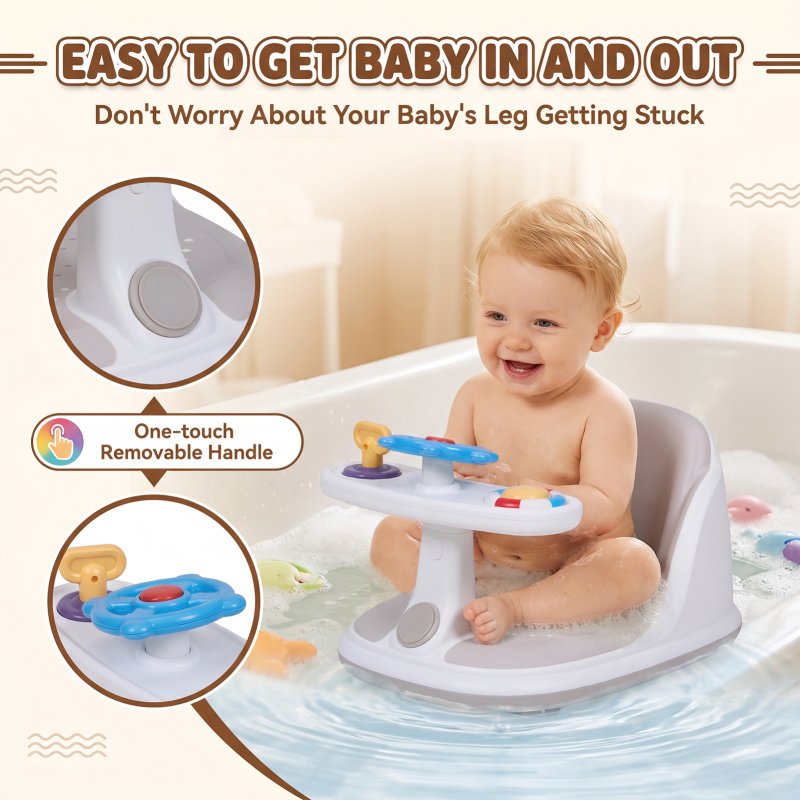 Living and Home Non-Slip Sitting-Up Baby Bath Seat with Suction Cups for 6-18 Months