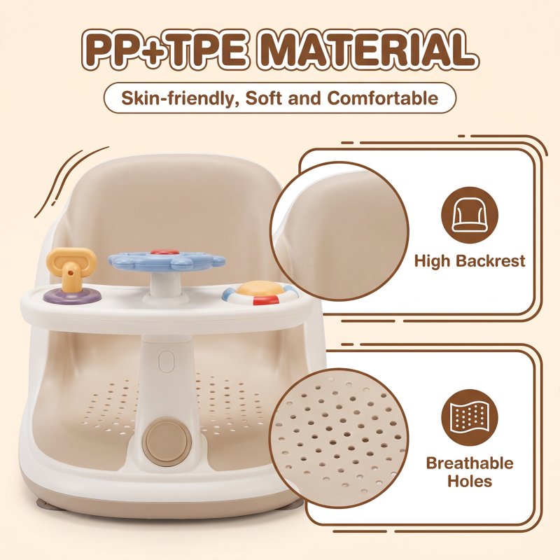 Living and Home Non-Slip Sitting-Up Baby Bath Seat with Suction Cups for 6-18 Months