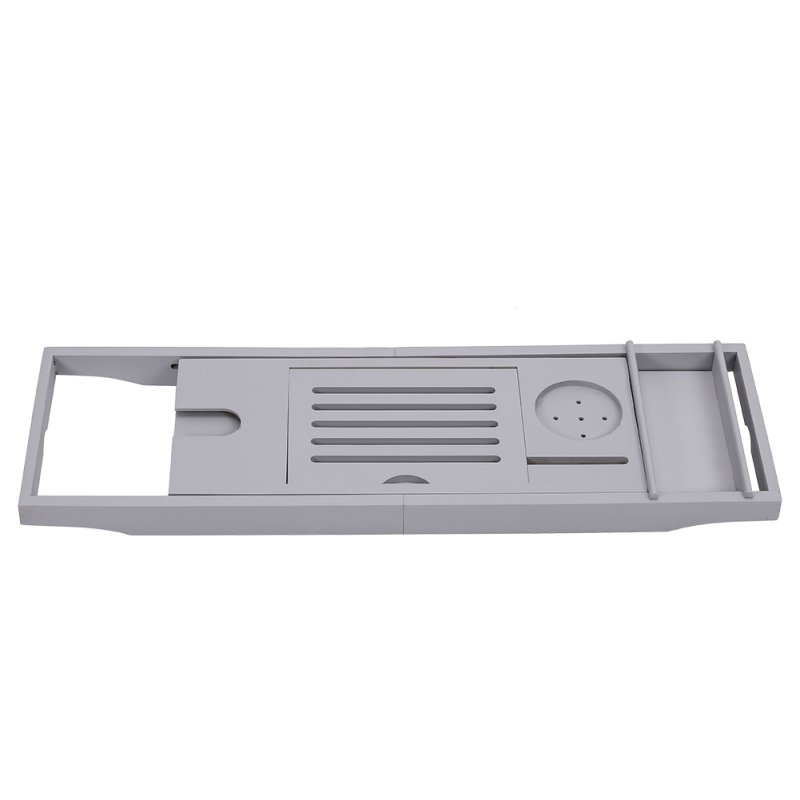 Rustic Expandable Bamboo Wooden Bathtub Caddy Tray