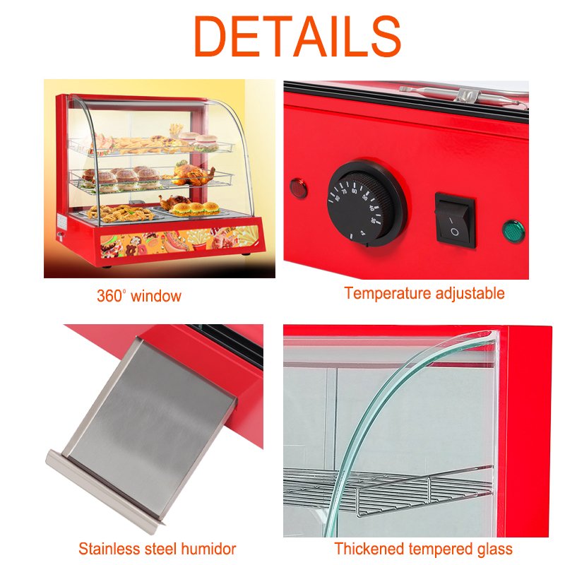 Commercial Food Warmer Display Cabinet Counter Catering Hot Foods Pizza Pie Heated Showcase