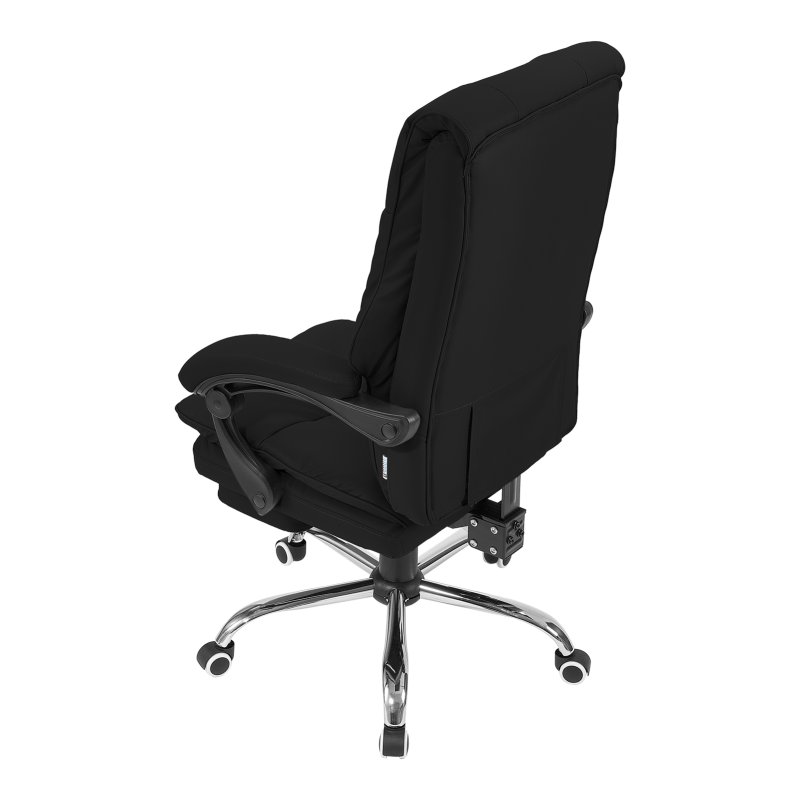 Living and Home Black PVC High‑Back Executive Office Chair, 350lbs Reclining Chair with Retractable Footrest & Linked Armrests