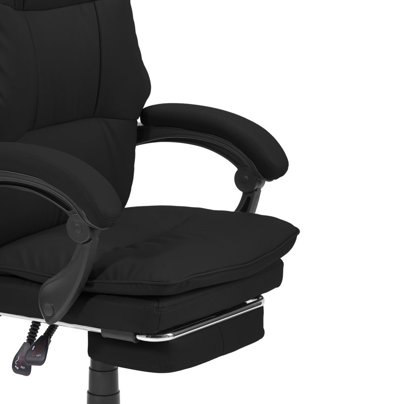 Living and Home Black PVC High‑Back Executive Office Chair, 350lbs Reclining Chair with Retractable Footrest & Linked Armrests