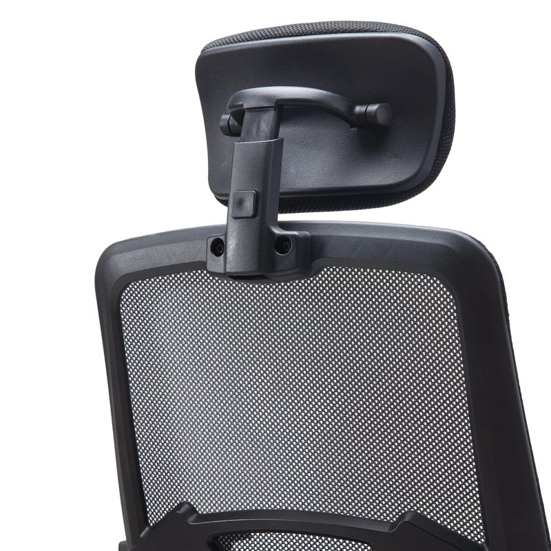 Living and Home Black Mesh Office Chair, Ergonomic Swivel Desk Chair with Flip‑Up Armrests, Adjustable Headrest and 15° Tilt Recline