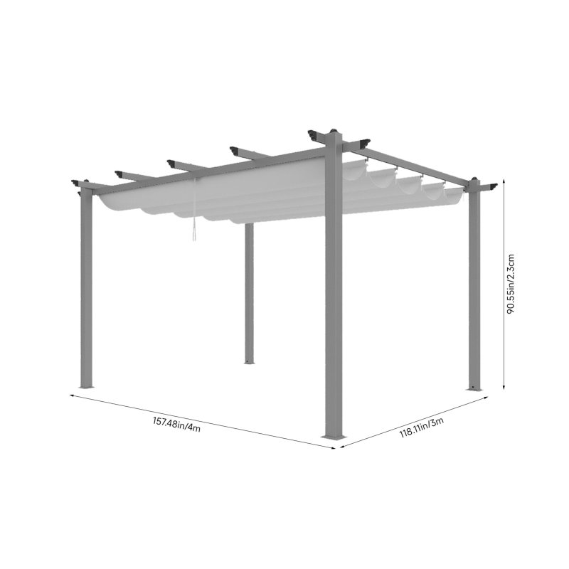 Living and Home 13x10ft Aluminium Pergola with Retractable Roof