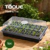 TOQUE Seed Trays 5Pc Clear View With Lids 40 Cell Propagators For Plants Black