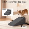 Skylos 2-in-1 Dog Steps for Bed,Adjustable 3-Steps High Density Foam Dog Ramp for Sofa