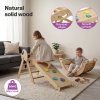 DEKKO 8 in 1 Triangle Climbing Set Kids Wooden Climber with Arch Slide Natural