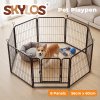 Skylos Dog Pen 8 Pcs Steel 60cm Foldable Indoor Outdoor Pet Enclosure Black