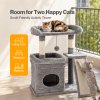 Skylos Cat Tree Tower Large Perch Condo Sisal Scratcher Indoor Felines Grey