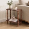 Levede Narrow Side Table 2 Tier Storage MDF End Table Rubber Wood Legs Brown