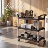 Levede Tool Trolley 3 Tier Rolling Storage Cart Multi-functional Workplace Black