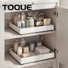 Toque Pull Out Cabinet Organizer Adhesive 2 Pcs Expandable White Storage Drawers