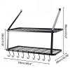 Toque Pot Pan Rack Wall Mounted Kitchen Shelf 2 Tier Storage Rack Metal 10 Hooks