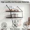 Toque Pot Pan Rack Wall Mounted Kitchen Shelf 2 Tier Storage Rack Metal 10 Hooks