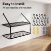 Toque Pot Pan Rack Wall Mounted Kitchen Shelf 2 Tier Storage Rack Metal 10 Hooks