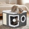 Skylos Cat House Indoor Cat Cave with Scratch Pad Fluffy Ball Pet Bed Foldable