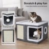 Skylos Cat House Indoor Cat Cave with Scratch Pad Fluffy Ball Pet Bed Foldable