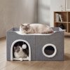 Skylos Cat House 2-Layer Large Soft Cave Cube Fluffy Ball Grey Scratching Board