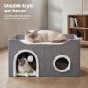 Skylos Cat House 2-Layer Large Soft Cave Cube Fluffy Ball Grey Scratching Board