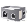 Skylos Cat House 2-Layer Large Soft Cave Cube Fluffy Ball Grey Scratching Board