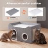 Skylos Cat House 2-Layer Large Soft Cave Cube Fluffy Ball Grey Scratching Board