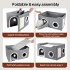 Skylos Cat House 2-Layer Large Soft Cave Cube Fluffy Ball Grey Scratching Board
