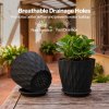 TOQUE Plant Pots,5Pc 20cm Plant Pots Indoor,Drainage,PP Plastic,Black
