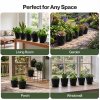 TOQUE Plant Pots,5Pc 20cm Plant Pots Indoor,Drainage,PP Plastic,Black