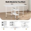 Levede Sewing Table Foldable Craft With Grid Adjustable Height Storage Black