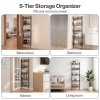 Levede Behind Door Storage Organiser Narrow 5-Tier Bathroom Shelves Steel Black