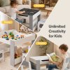 Dekko Kids Table and Chairs Set 2-in-1 Flip Top Storage Activity Play Study Grey