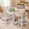Dekko Kids Table and Chairs Set 2-in-1 Flip Top Storage Activity Play Study Grey