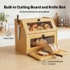 TOQUE 33L Bamboo Bread Bin with Cutting Board Bread Storage Box Natural