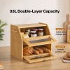 TOQUE 33L Bamboo Bread Bin with Cutting Board Bread Storage Box Natural
