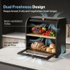 Bread Box 2-Tier Large Capacity Roll Top Black Bamboo Acrylic Door