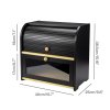 Bread Box 2-Tier Large Capacity Roll Top Black Bamboo Acrylic Door