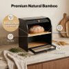 Bread Box 2-Tier Large Capacity Roll Top Black Bamboo Acrylic Door