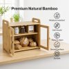 TOQUE Bread Box 20L 2-Tier Bamboo Bread Bin Storage Acrylic Door Natural