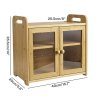TOQUE Bread Box 20L 2-Tier Bamboo Bread Bin Storage Acrylic Door Natural