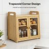 TOQUE Bread Box 20L 2-Tier Bamboo Bread Bin Storage Acrylic Door Natural