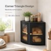 Bread Bin Corner Bread Bin for Kitchen Double-Layer Bamboo Box Black