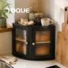 Bread Bin Corner Bread Bin for Kitchen Double-Layer Bamboo Box Black