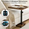 Levede C Shaped Side Table Height Adjustable Rolling 360° Swivel Top End Table